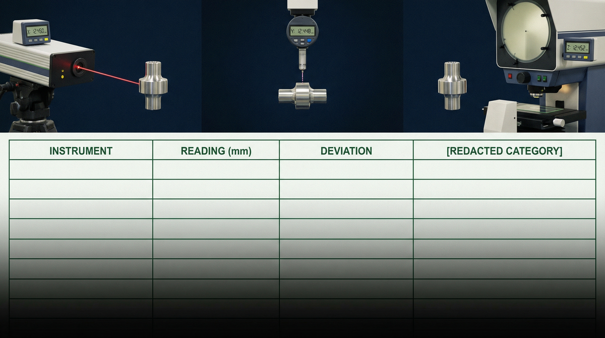Three measuring instruments aimed at the same subject, each returning a different reading — the visual argument for methodology variation in AI adoption data.