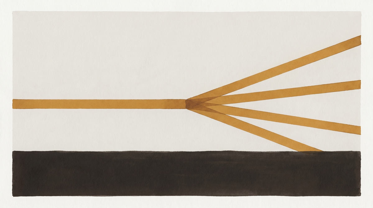 A projector beam splitting into four divergent paths — projection amber on warm grey, the visual grammar of infrastructure that distributes rather than consolidates.