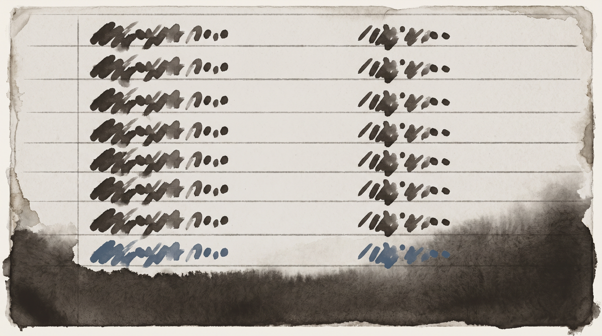 A correction mark on text that leaves the underlying content unchanged