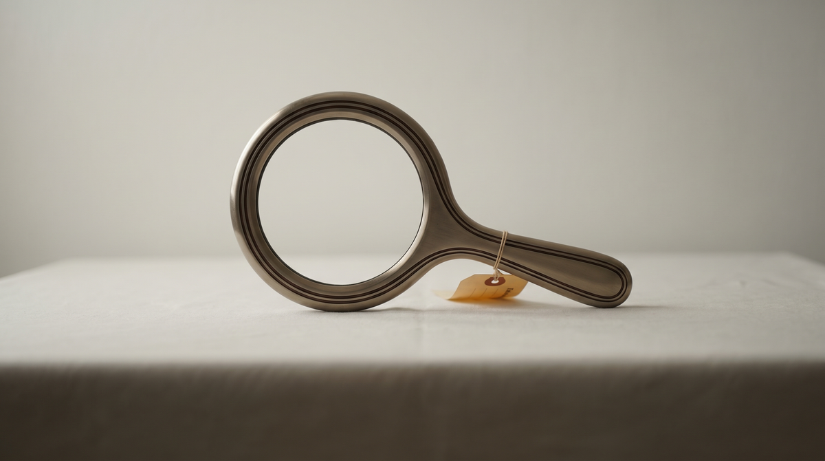 A mirror angled to show only the wall behind it — the reflective surface present but the reflection absent