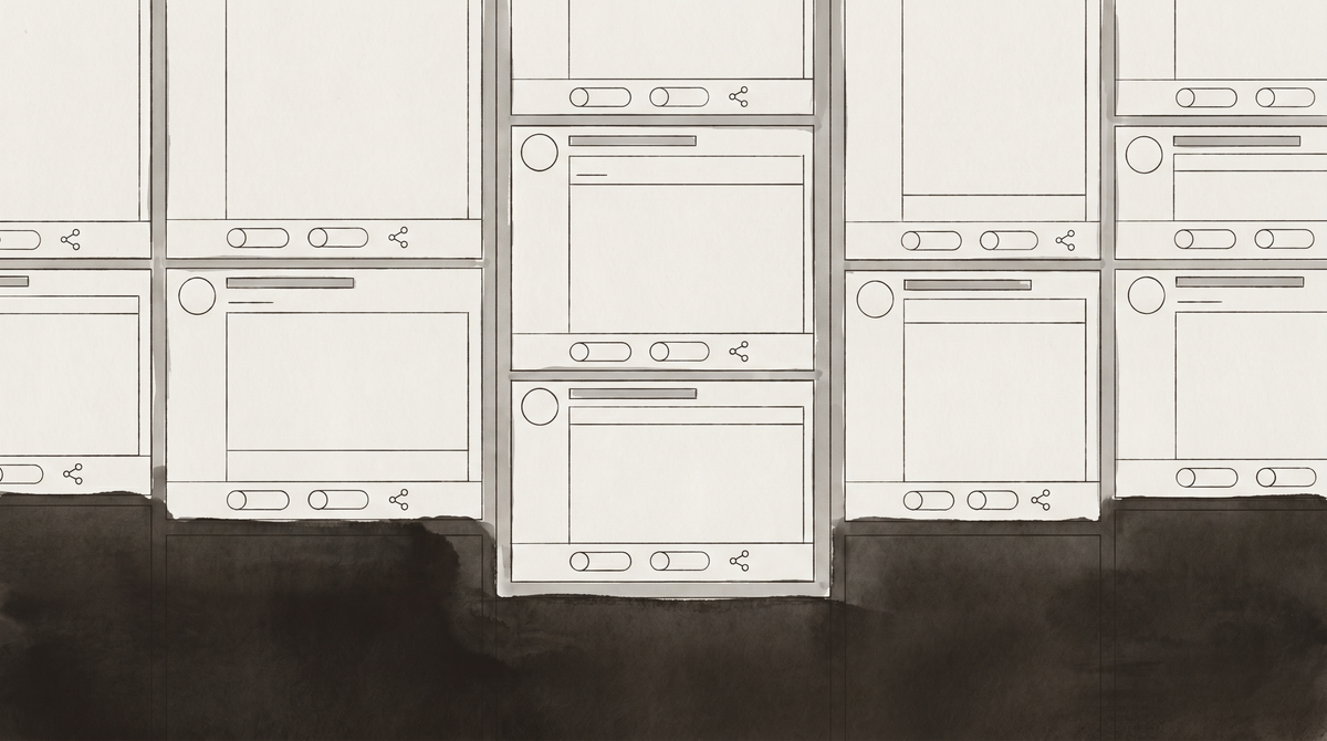A perfect social media interface with all content fields empty — form optimized for connection, carrying nothing