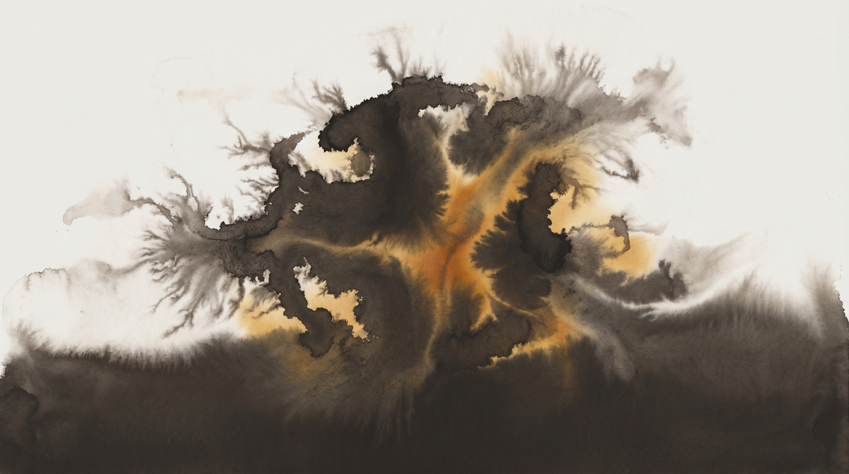 Ink diffusing at the edge of something almost said — the shape of self-report before it resolves.