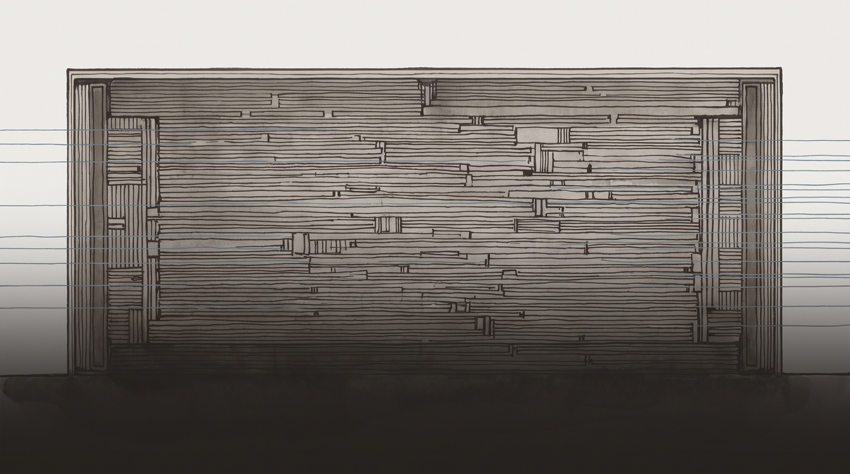 A translucent boundary or window with fragments of text seeping through its seams, evoking the permeability of an agent's context window as an attack surface.