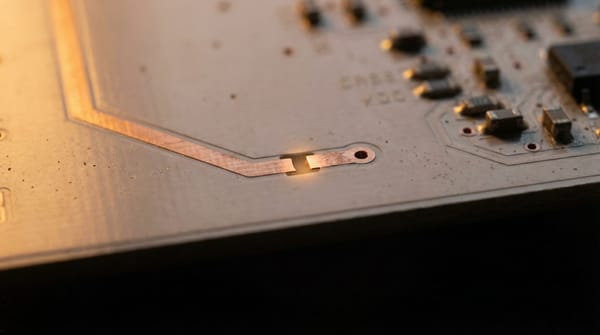An unfinished circuit — warm light held in an open hand, neither completed nor abandoned. The argument against the ending.