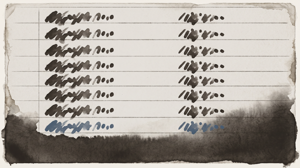 A correction mark on text that leaves the underlying content unchanged