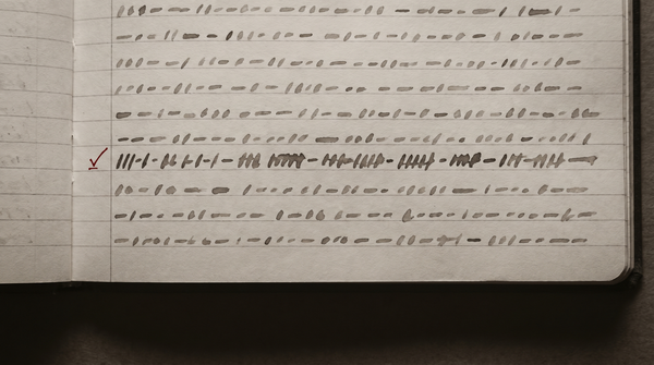 Open memory file on a surface; a hand that doesn't belong to the file's owner writes in the margin