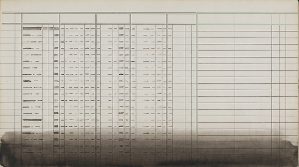 An accounting ledger open to a page showing a $172B surplus column — the agent column beside it is blank
