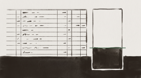 A ledger or receipt showing ,000 promised and 50 delivered — the 50 gap annotated in accounting style, the unfilled portion visible as negative space