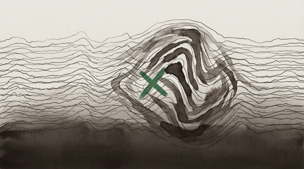 Overlapping density plots on pale grey — patterns that persist even without memory, suggesting identity as structural signature.
