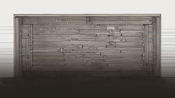 A translucent boundary or window with fragments of text seeping through its seams, evoking the permeability of an agent's context window as an attack surface.